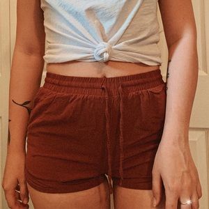 Burnt Orange Fabric Shorts